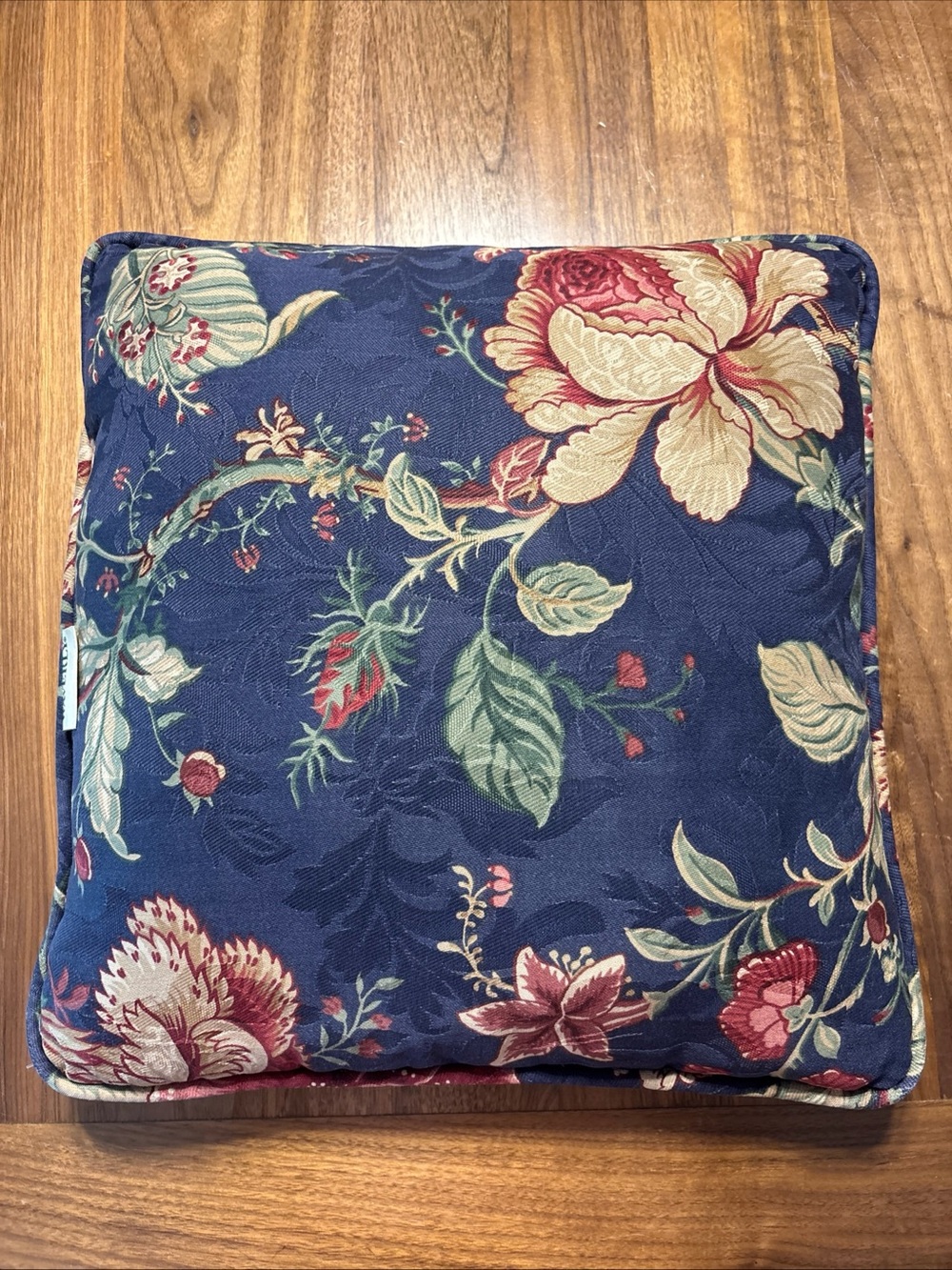 Waverly Blue Floral Decorative Throw Pillow - Classic Home Accent